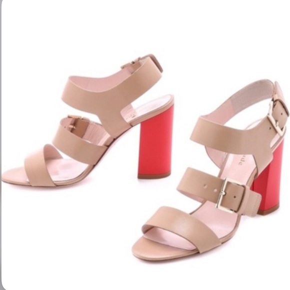 Kate Spade Ibarra Block heel leather strap sandals nude - Picture 3 of 15